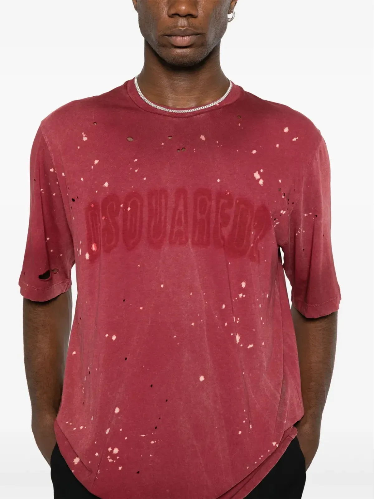 DSQUARED2 ロゴプリント ダメージ加工風 Tシャツ - 画像5