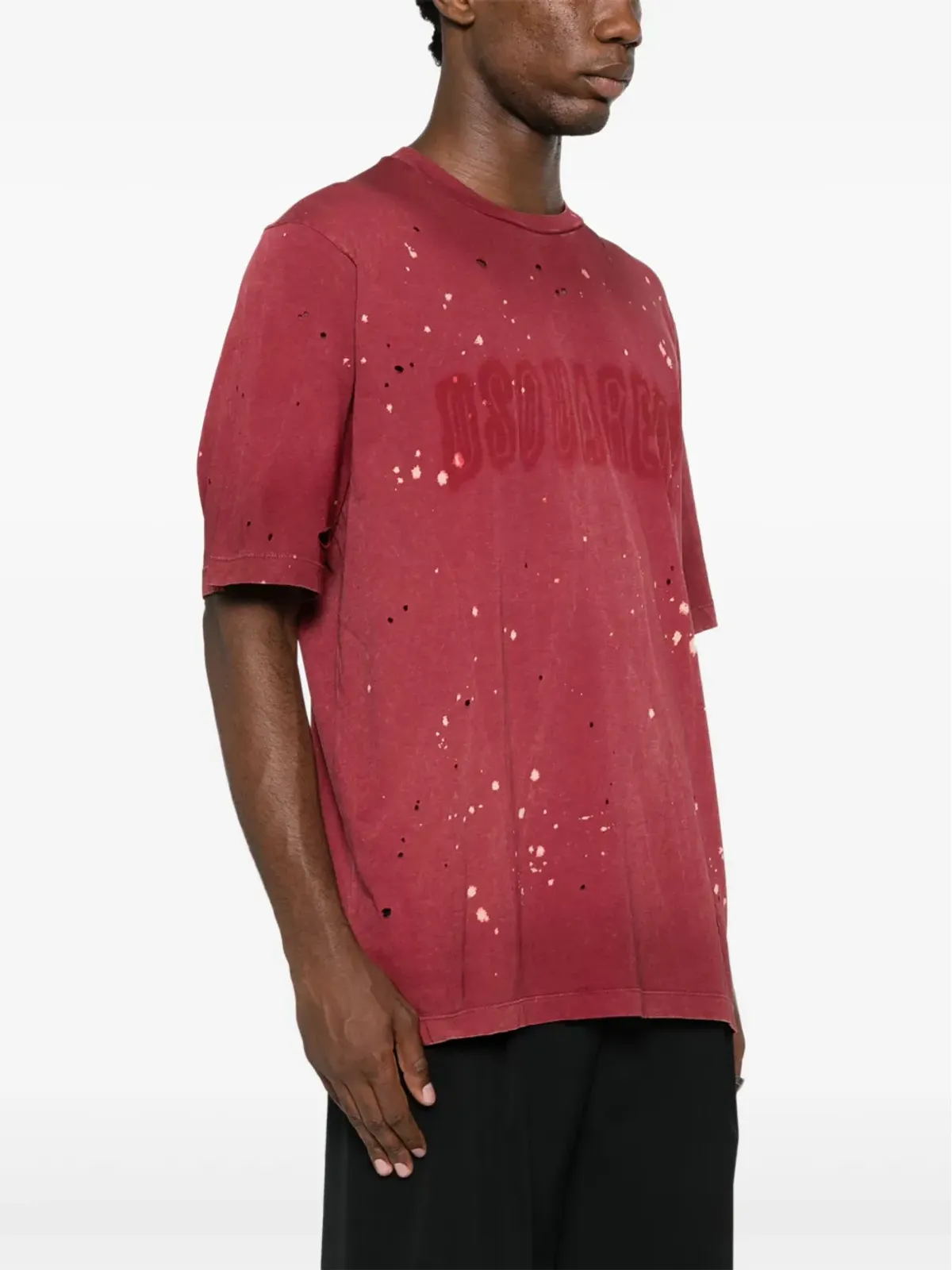 DSQUARED2 ロゴプリント ダメージ加工風 Tシャツ - 画像3