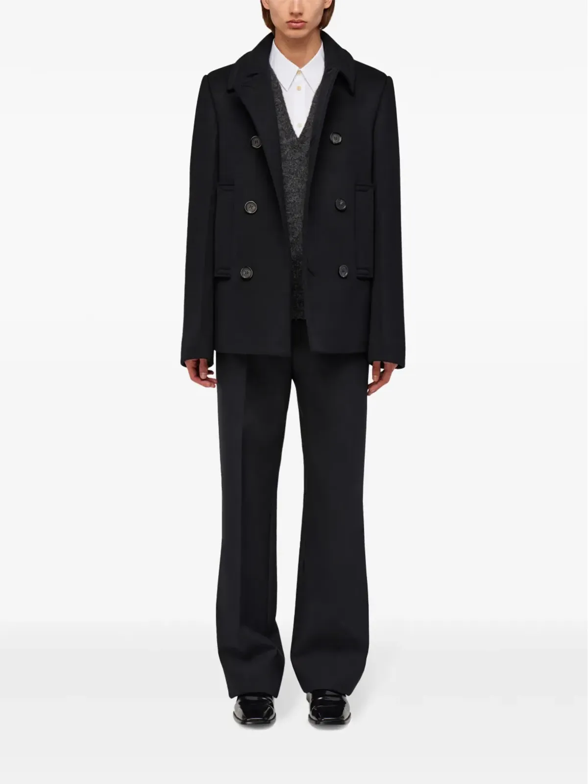 Ferragamo ヴァージンウール混紡ピーコート - ブラック - 画像2
