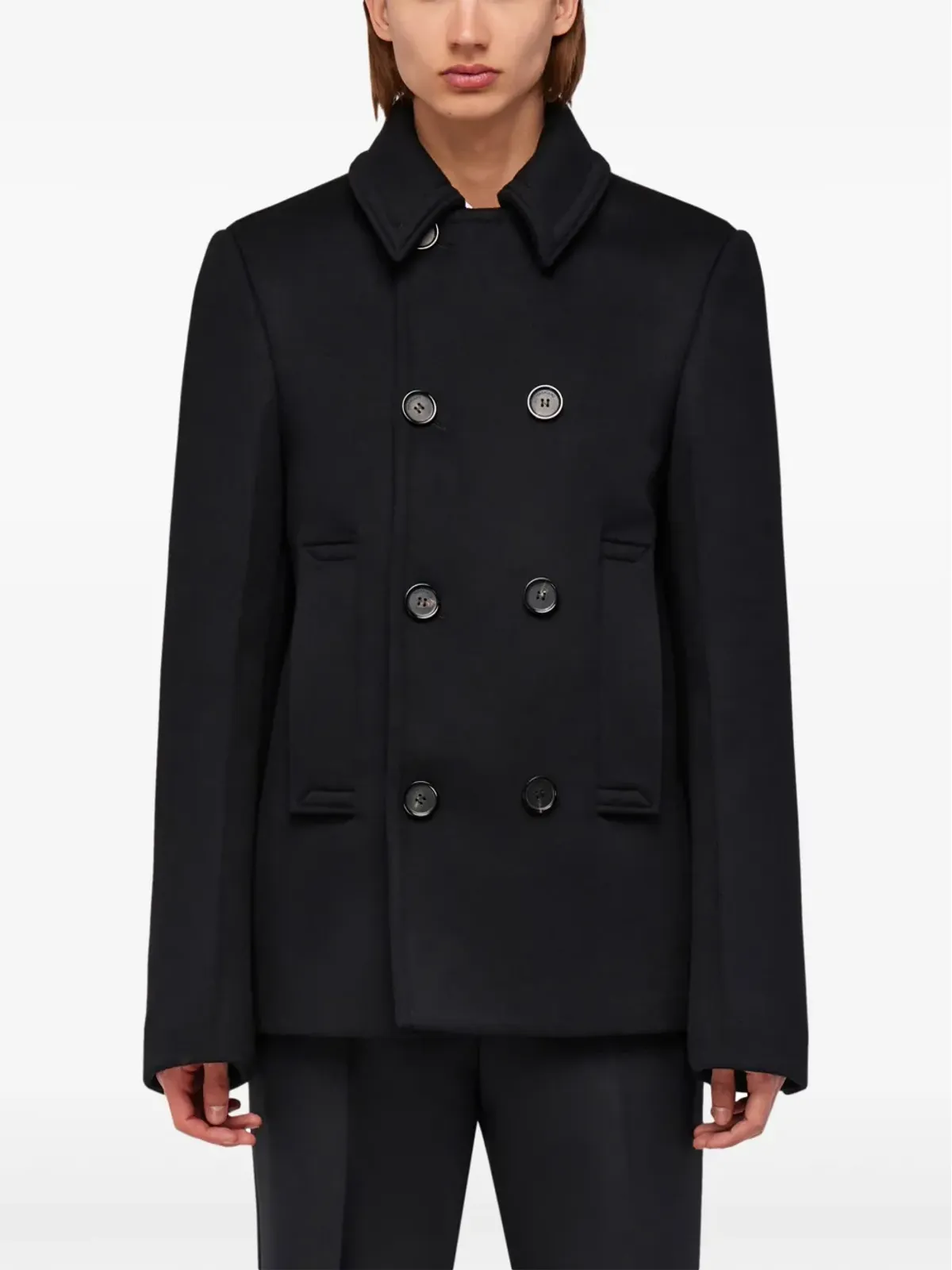 Ferragamo ヴァージンウール混紡ピーコート - ブラック - 画像3
