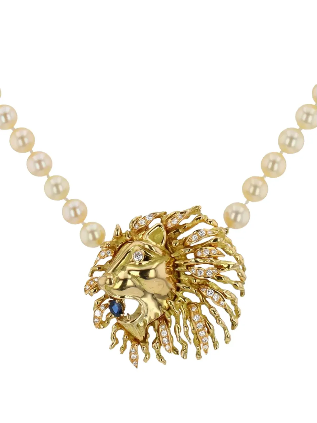 Chaumet 1970年代 ライオンヘッド パール ネックレス - 画像1