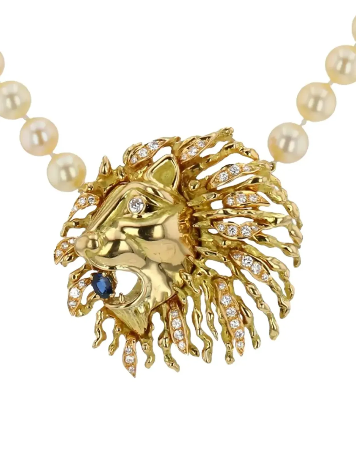 Chaumet 1970年代 ライオンヘッド パール ネックレス - 画像2