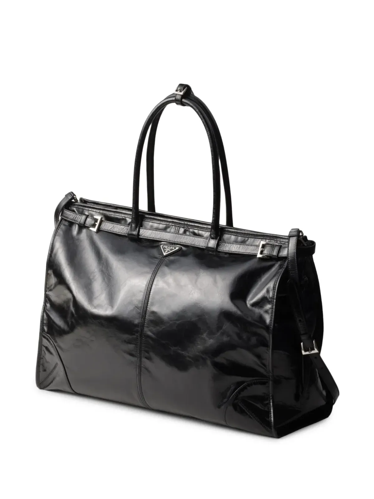 Prada ボニー トライアングルロゴ レザー トートバッグ - ブラック - 画像3