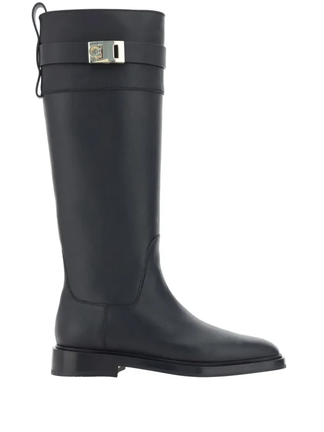 FERRAGAMO Ferragamo バックルディテール ブーツ - ブラックの商品画像