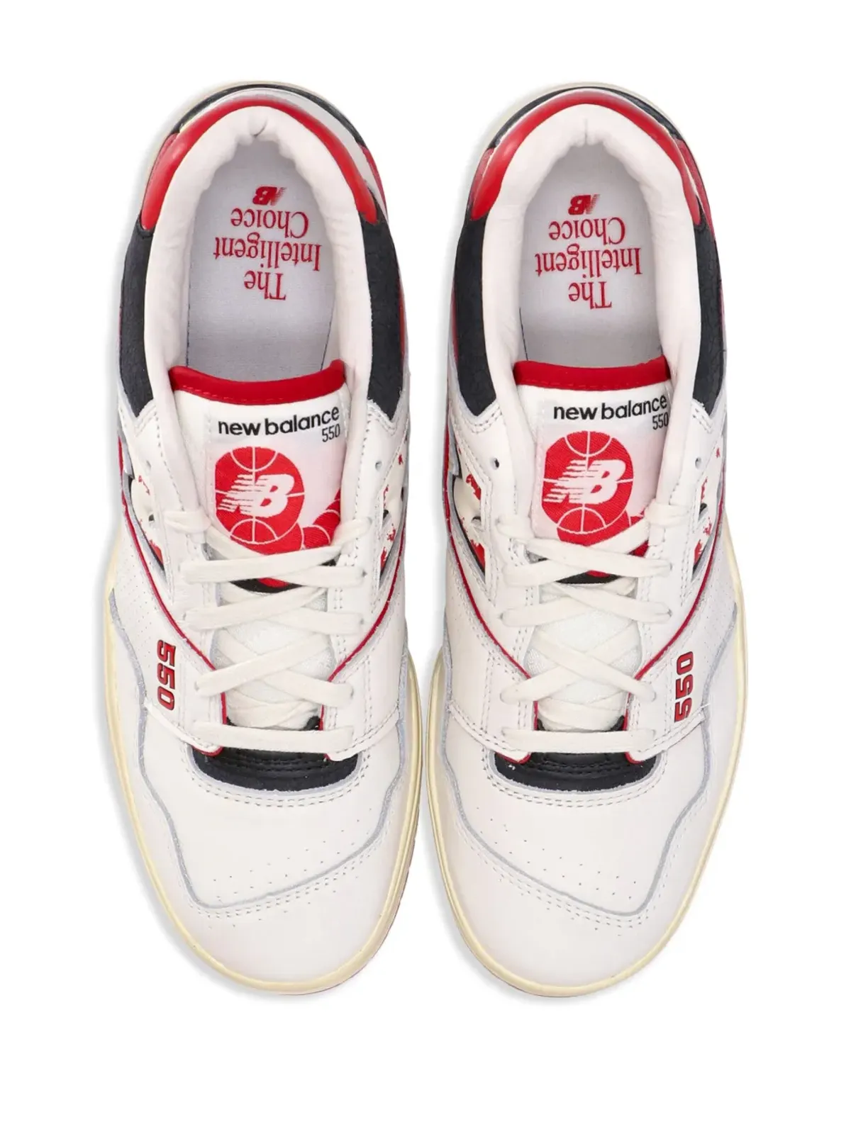 New Balance ビンテージ ホワイト レッド スニーカー - 画像5