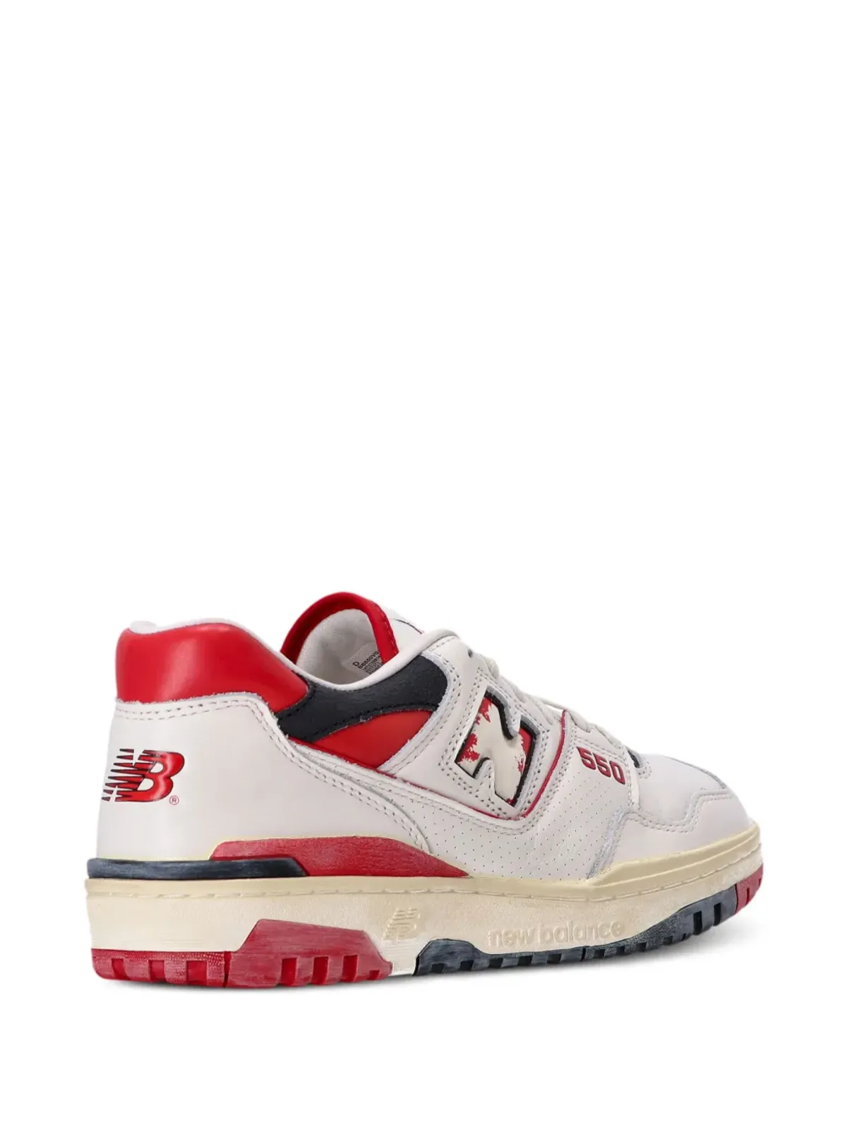 New Balance ビンテージ ホワイト レッド スニーカー - 画像4