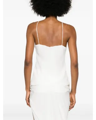 Max Mara ビーズディテール入り シルク タンクトップ - ホワイト - サムネイル4