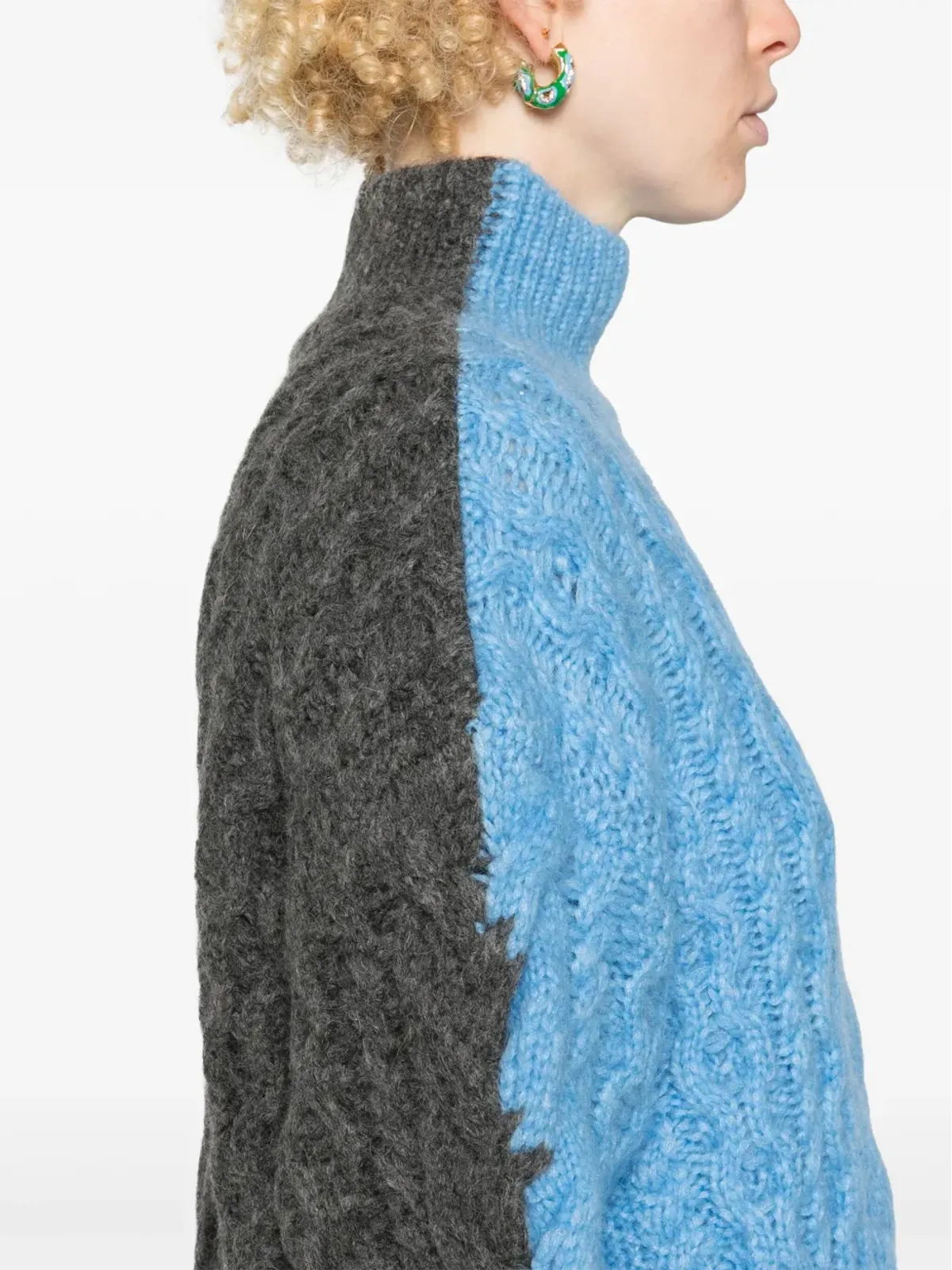 Stella McCartney ブルーのツートーンケーブルニットセーター - 画像5