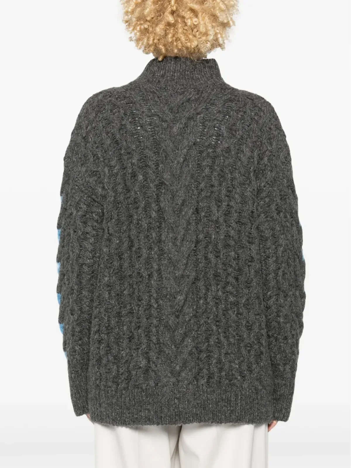 Stella McCartney ブルーのツートーンケーブルニットセーター - 画像4