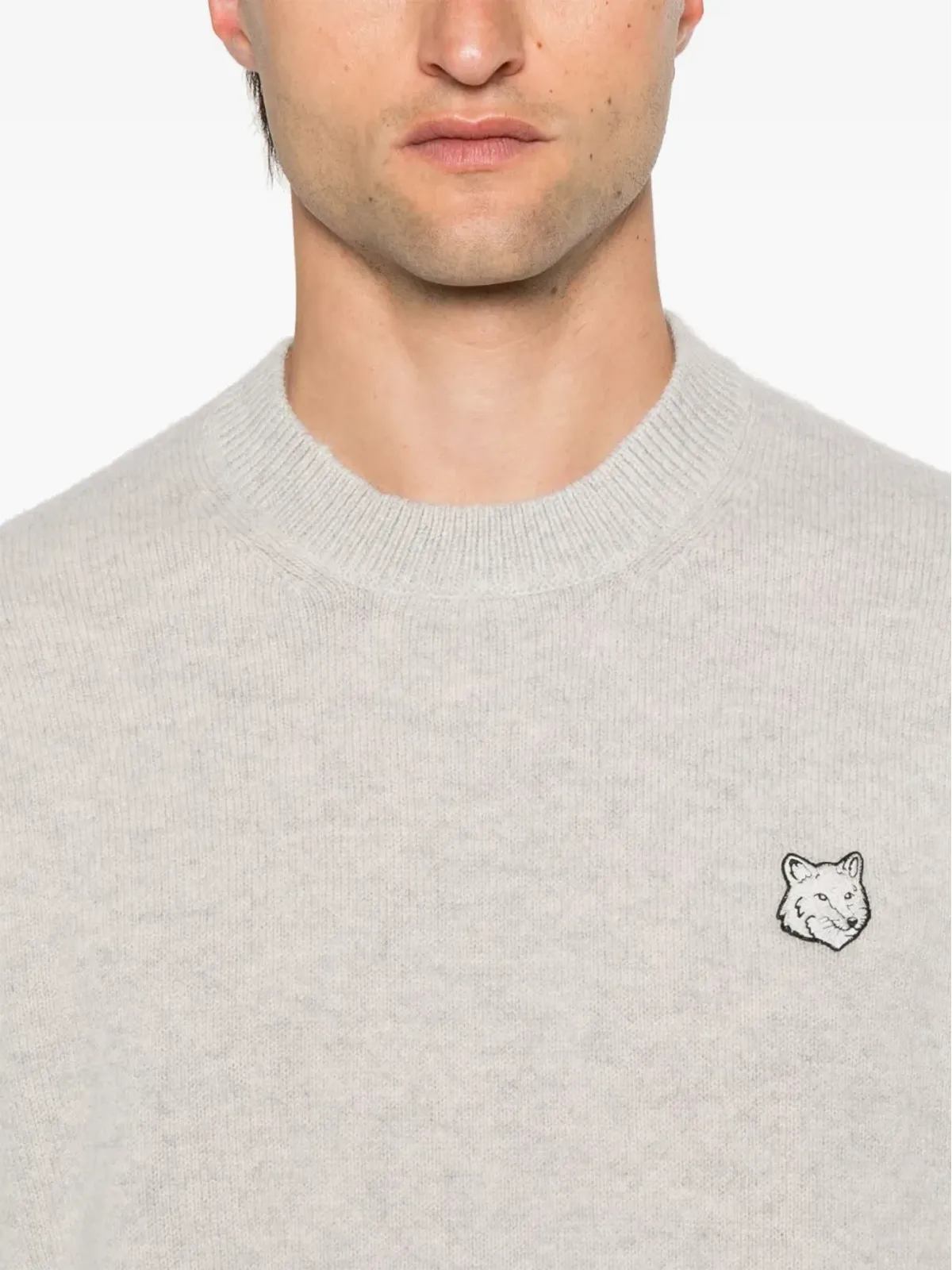 Maison Kitsuné キツネモチーフセーター グレー - 画像5