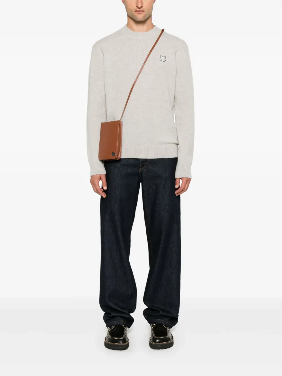 Maison Kitsuné キツネモチーフセーター グレー - 画像2