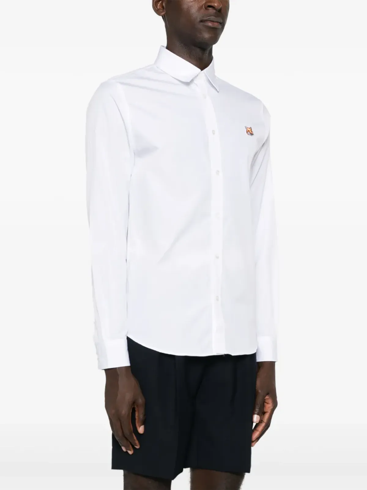 ビンテージ Maison Kitsuné キツネ柄コットンシャツ ホワイト - 画像3