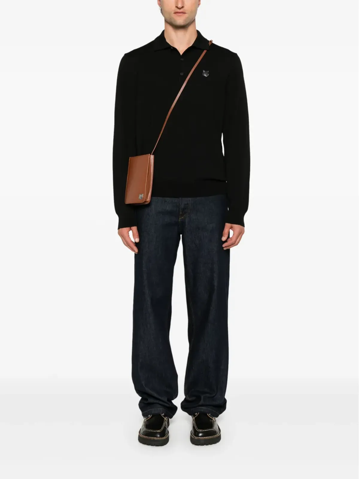 Maison Kitsuné キツネモチーフ ポロシャツ ブラック - 画像2
