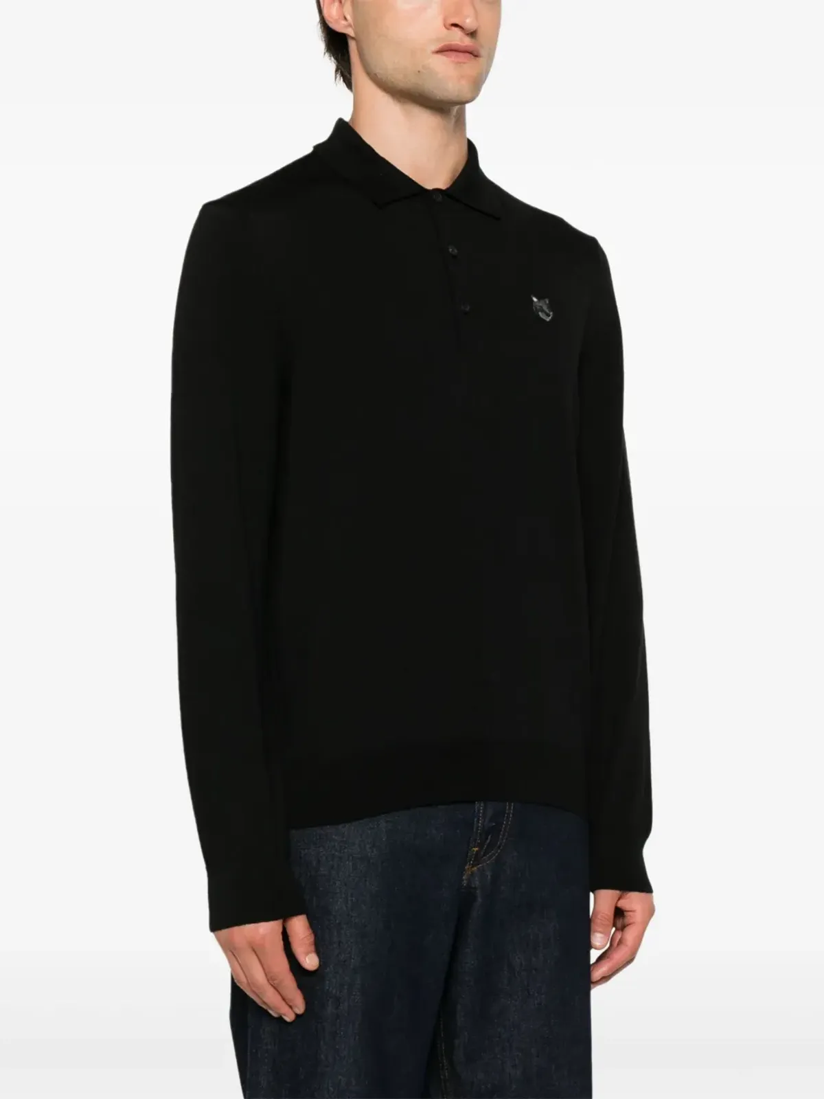Maison Kitsuné キツネモチーフ ポロシャツ ブラック - 画像3