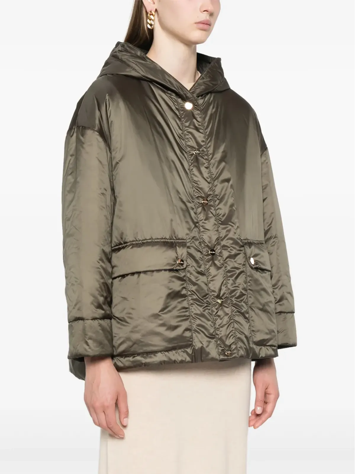 Max Mara グリーンモ 中綿入りフード付きコート - 画像3