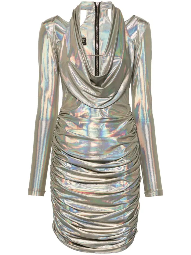 MITILIANE COUTURE MITILIANE COUTURE ホログラフィックエフェクト ミディドレス グレーの商品画像