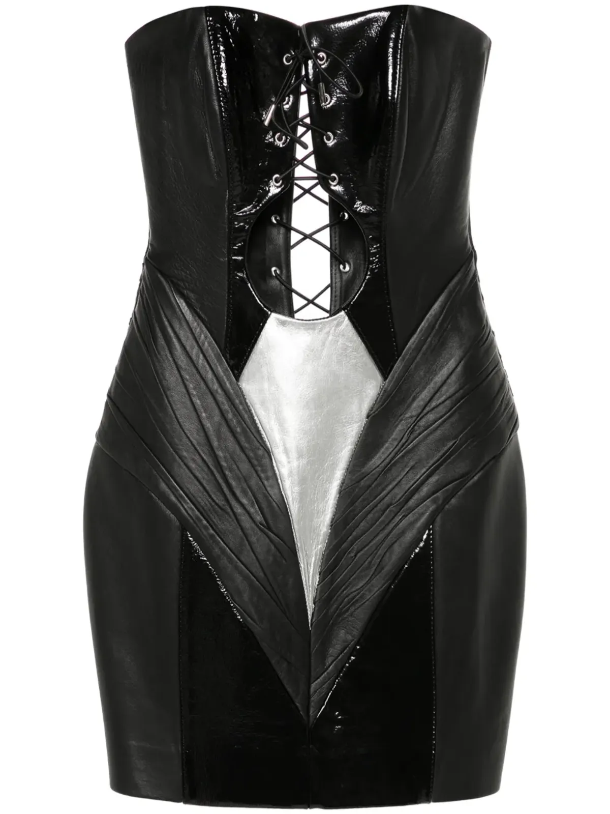 MITILIANE COUTURE レザー レースアップ ミニドレス - 画像1