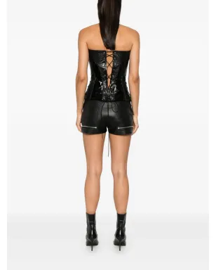 MITILIANE COUTURE crocodile-embossed trim corset top - Black - サムネイル4