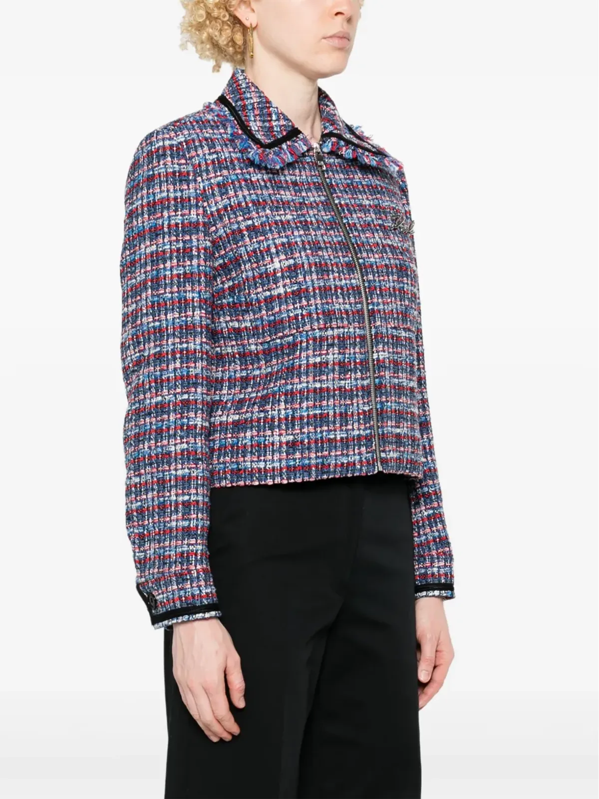 Karl Lagerfeld ブークレ織のクロップドジャケット - 画像3