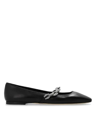 Jimmy Choo ダイヤモンド ティルダ レザー バレエシューズ - ブラック - サムネイル1
