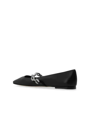 Jimmy Choo ダイヤモンド ティルダ レザー バレエシューズ - ブラック - サムネイル5