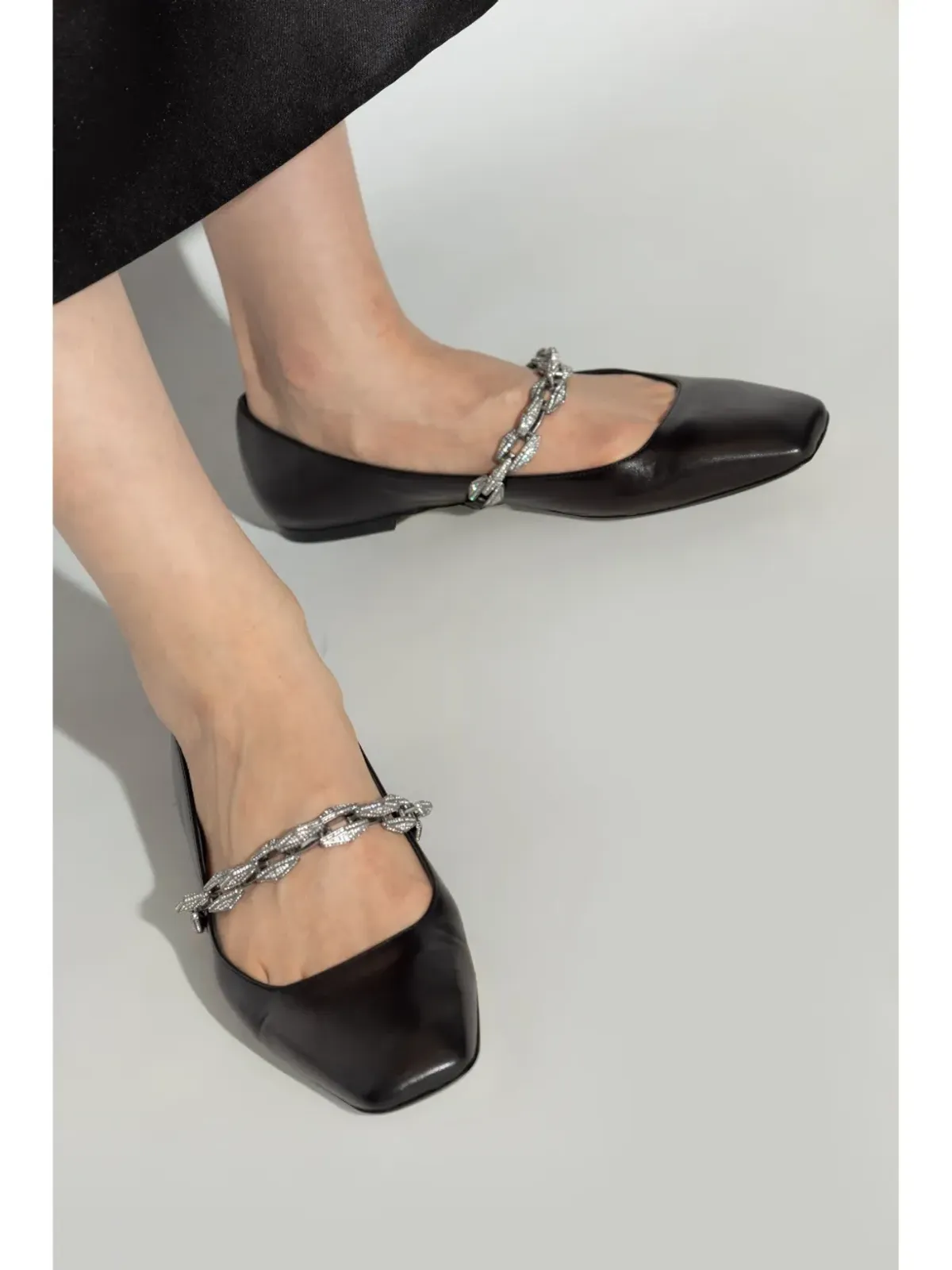 Jimmy Choo ダイヤモンド ティルダ レザー バレエシューズ - ブラック - 画像2
