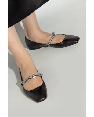 Jimmy Choo ダイヤモンド ティルダ レザー バレエシューズ - ブラック - サムネイル2