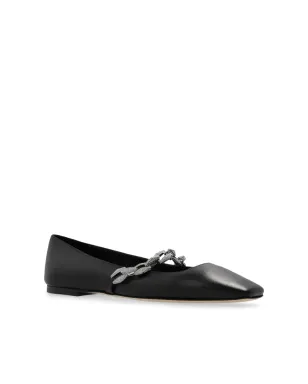 Jimmy Choo ダイヤモンド ティルダ レザー バレエシューズ - ブラック - サムネイル4