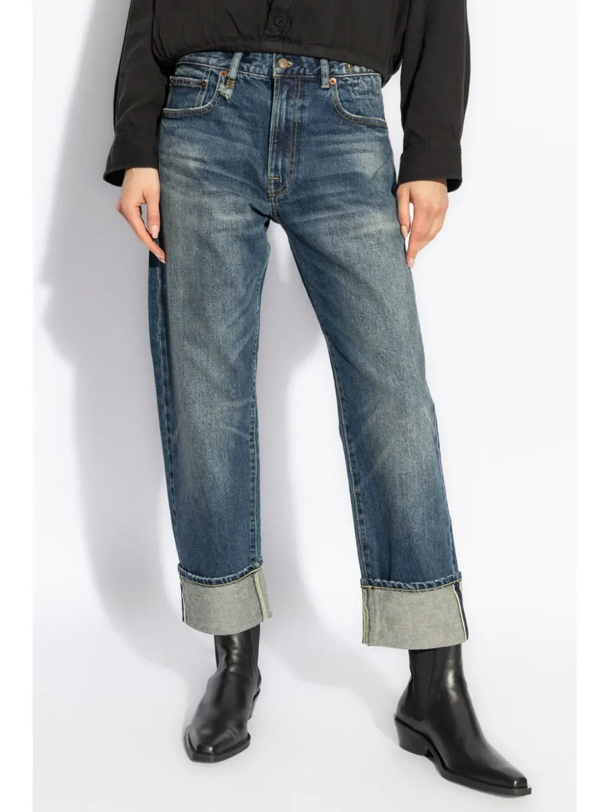 R13 ロールドカフス ストレートジーンズ - 画像3