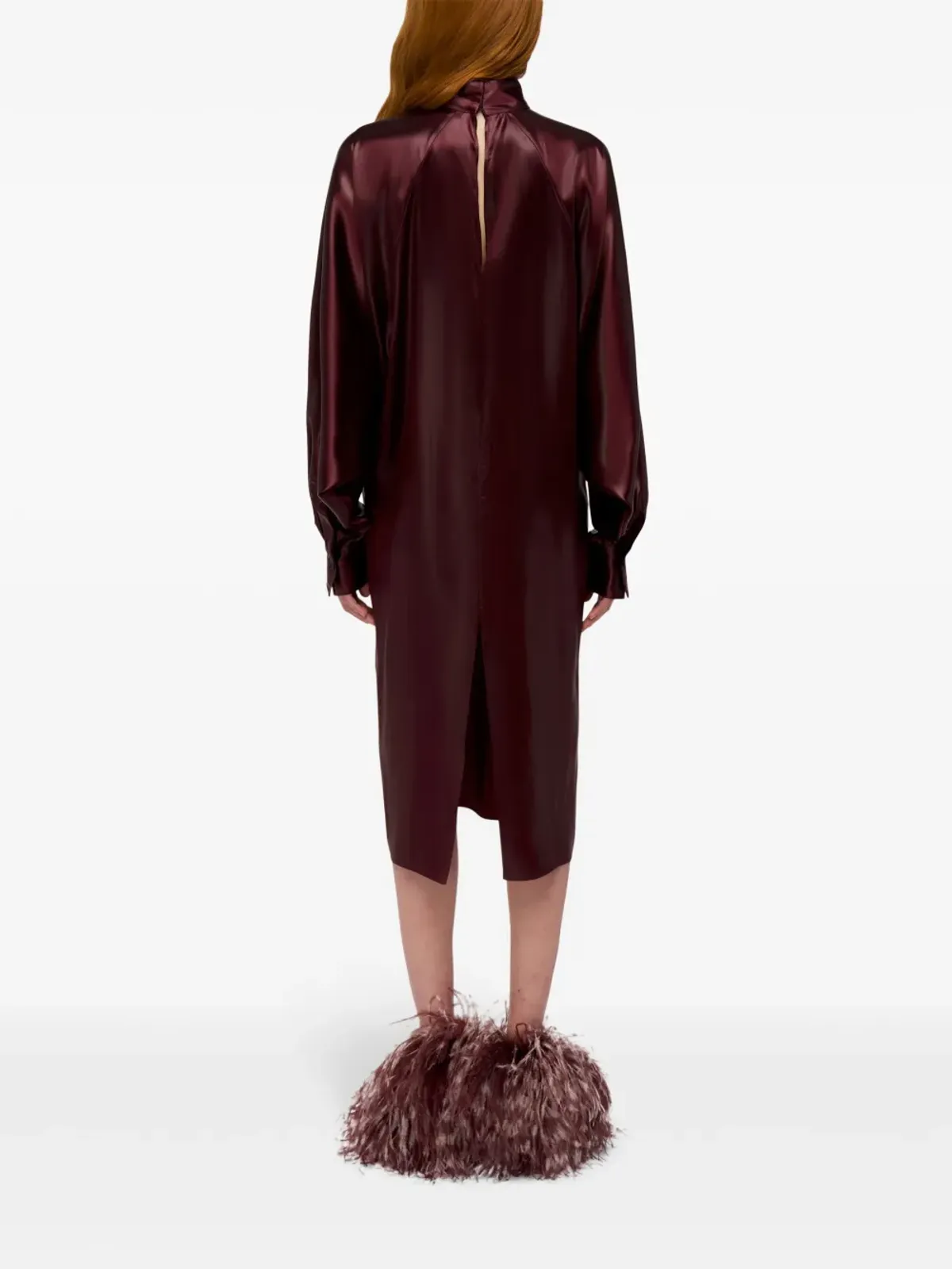 Ferragamo サテン ハイネック ドレス - レッド - 画像3