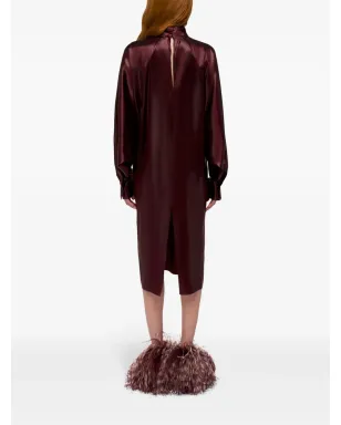 Ferragamo サテン ハイネック ドレス - レッド - サムネイル3