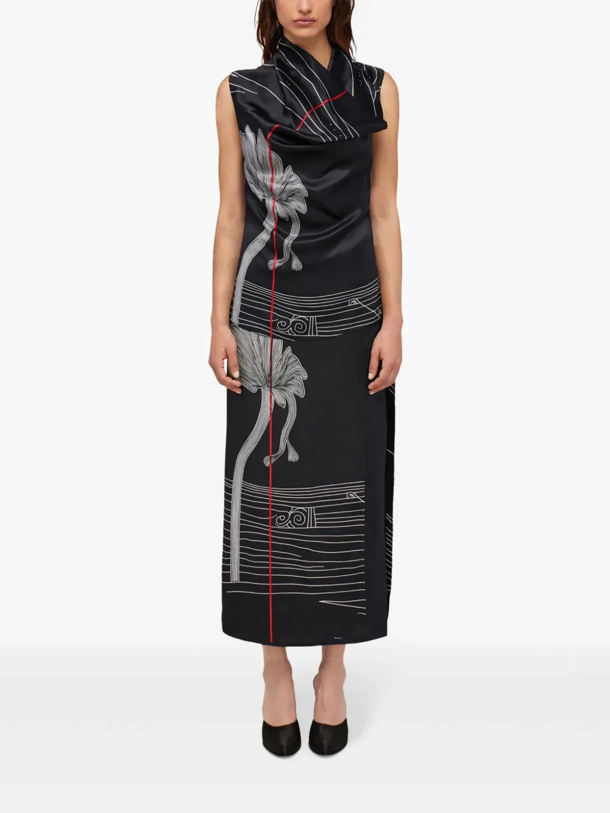 Ferragamo グラフィックプリント シルクスカート - ブラック - 画像2