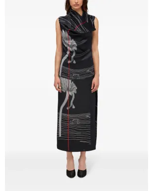Ferragamo グラフィックプリント シルクスカート - ブラック - サムネイル2