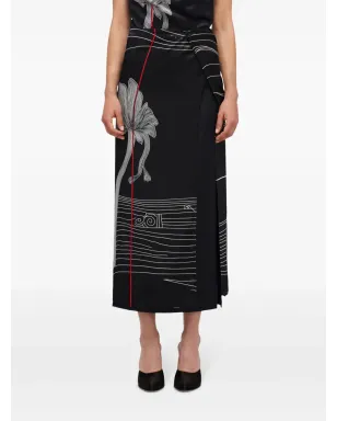 Ferragamo グラフィックプリント シルクスカート - ブラック - サムネイル3