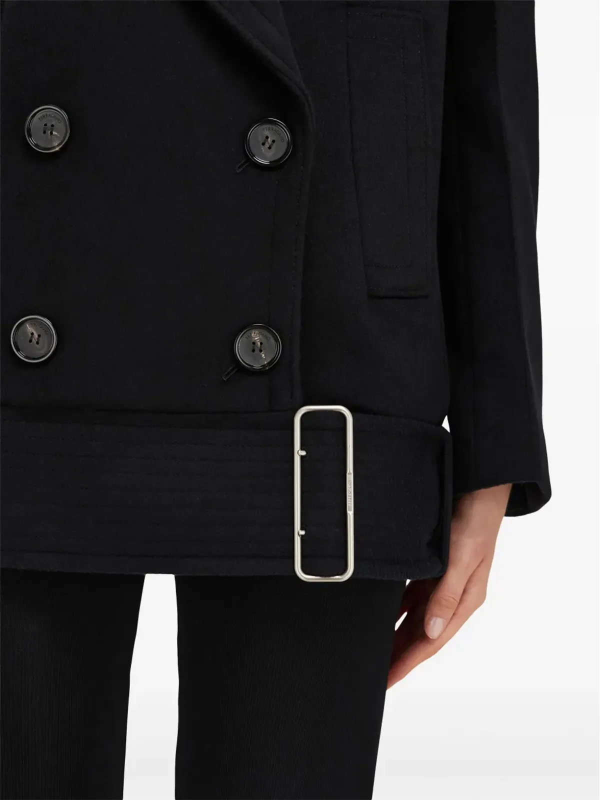 Ferragamo ブラッシュド仕上げ ピーコート - ブラック - 画像5