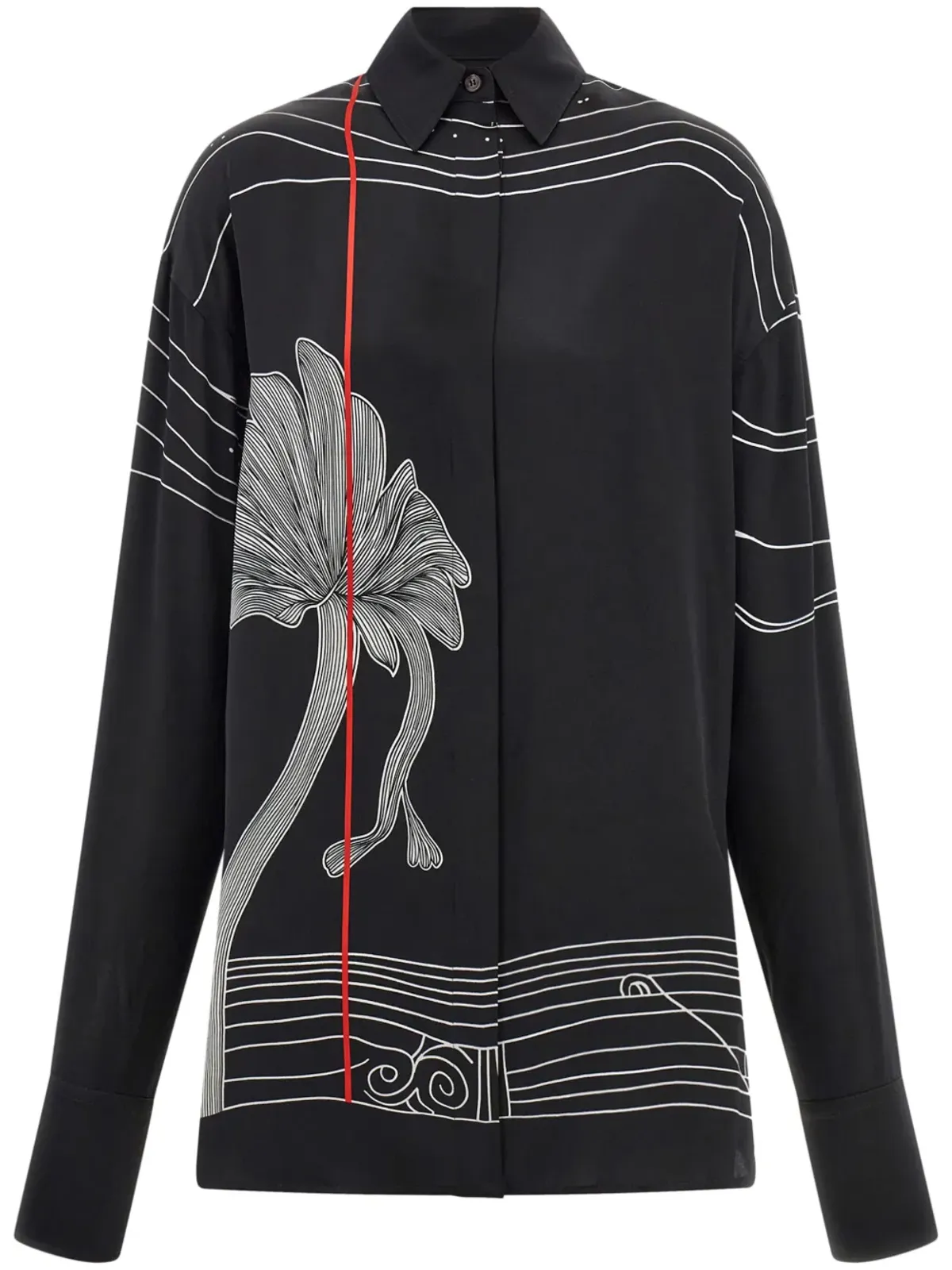 Ferragamo 花柄プリントシャツ ブラック - 画像1