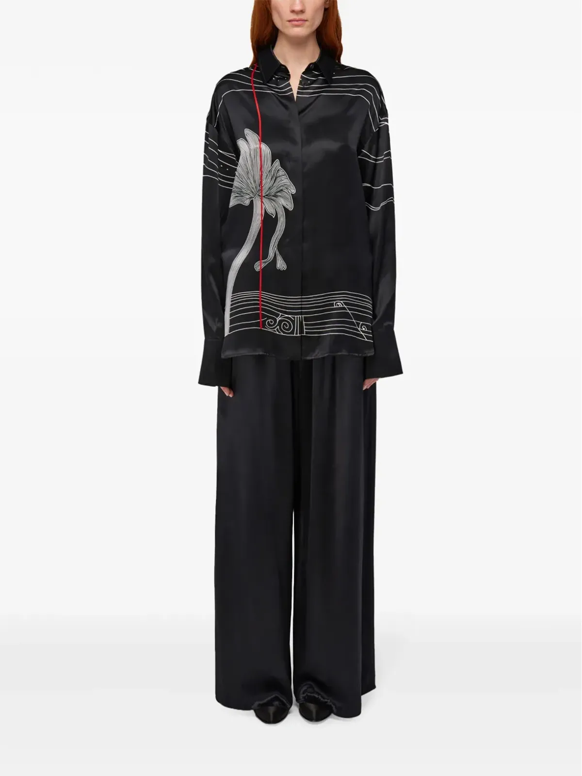 Ferragamo 花柄プリントシャツ ブラック - 画像2