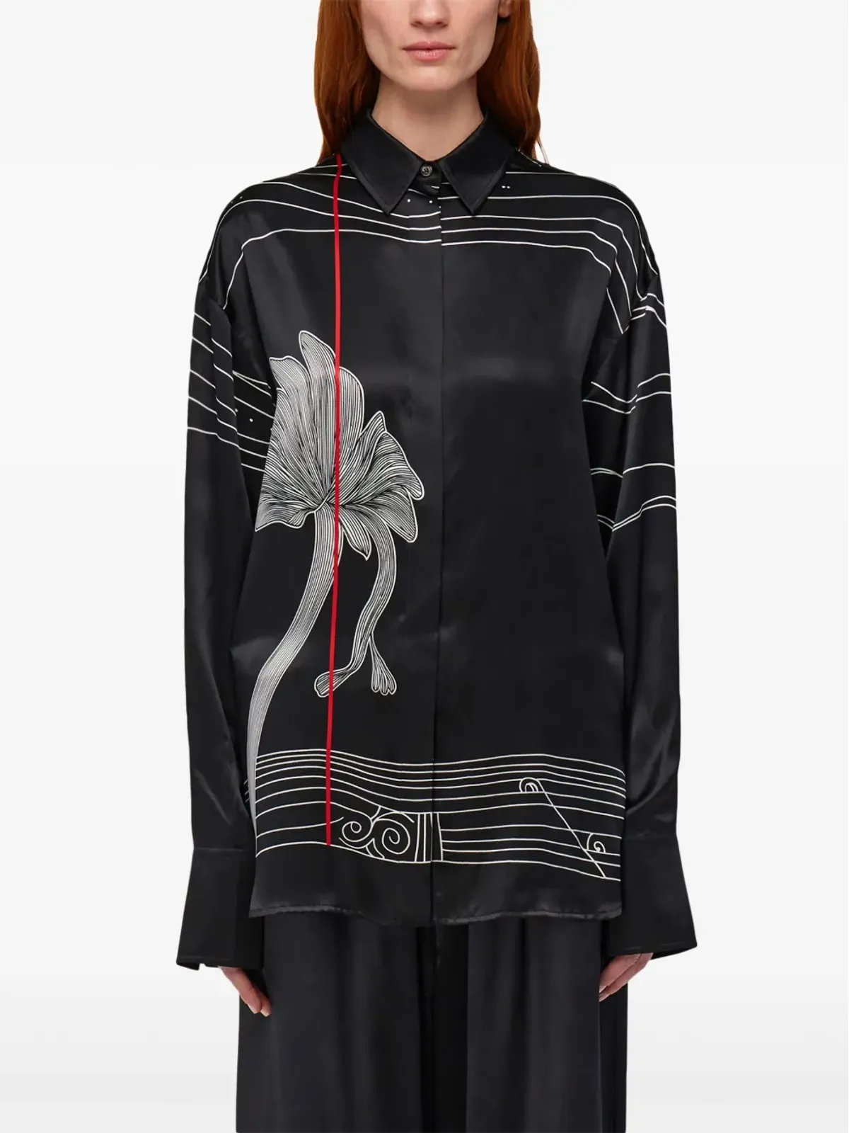 Ferragamo 花柄プリントシャツ ブラック - 画像3