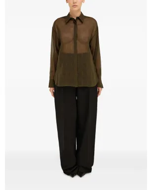 Ferragamo モノグラム柄シルクシャツ - グリーン - サムネイル2
