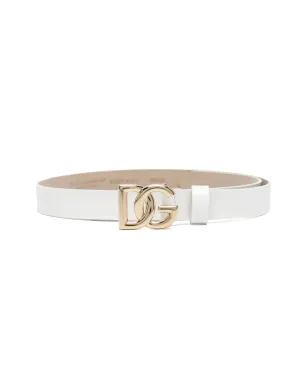 Dolce & Gabbana Kids DG ロゴ レザー ベルト - ホワイト - サムネイル1
