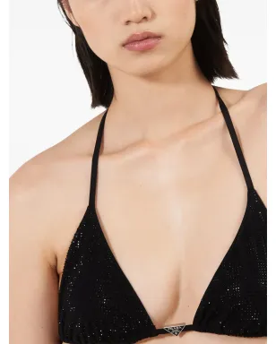 Prada ロゴプレート付きラインストーンビキニトップ - サムネイル5