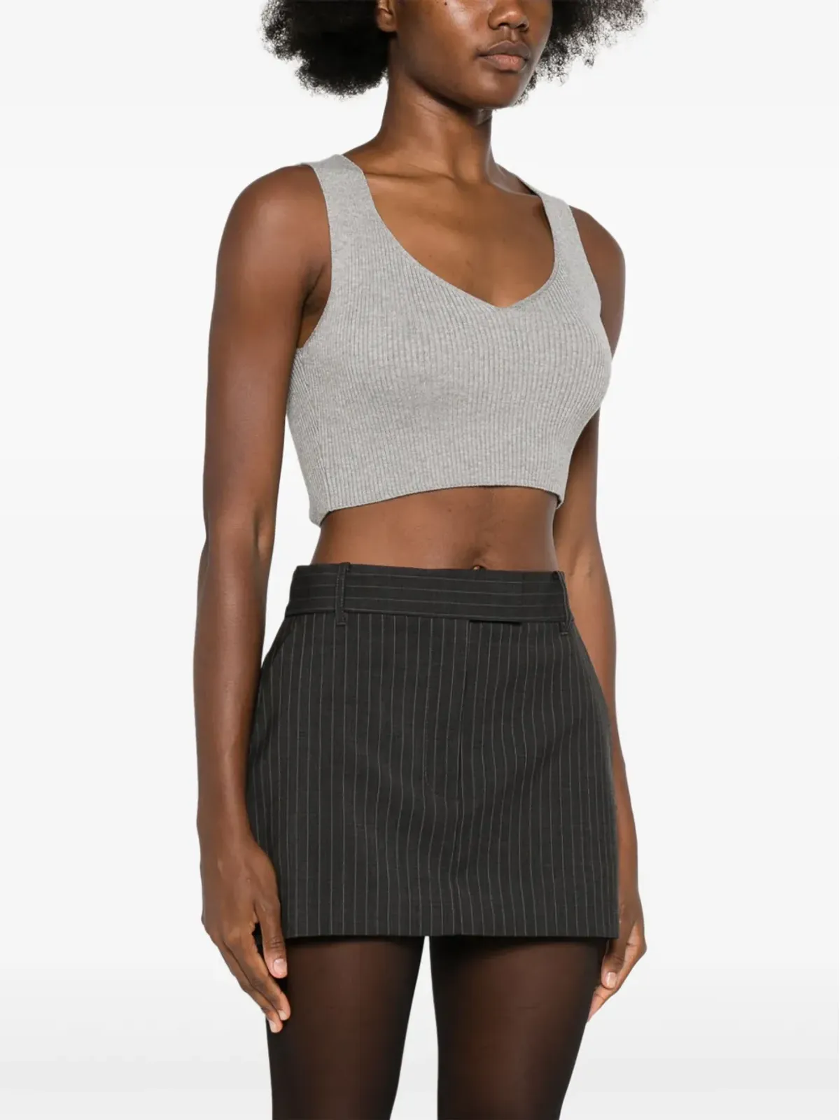 TWINSET ribbed crop top - Grey - 画像3