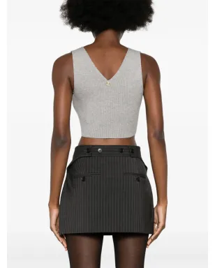 TWINSET ribbed crop top - Grey - サムネイル4