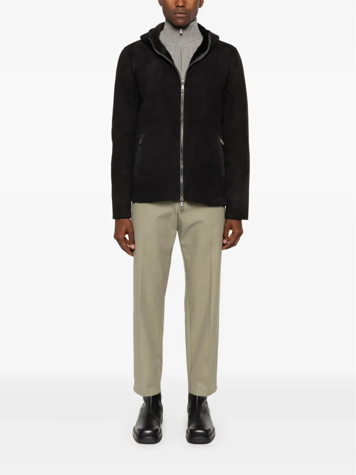 Giorgio Brato フ hooded leather jacket ブラック - 画像2