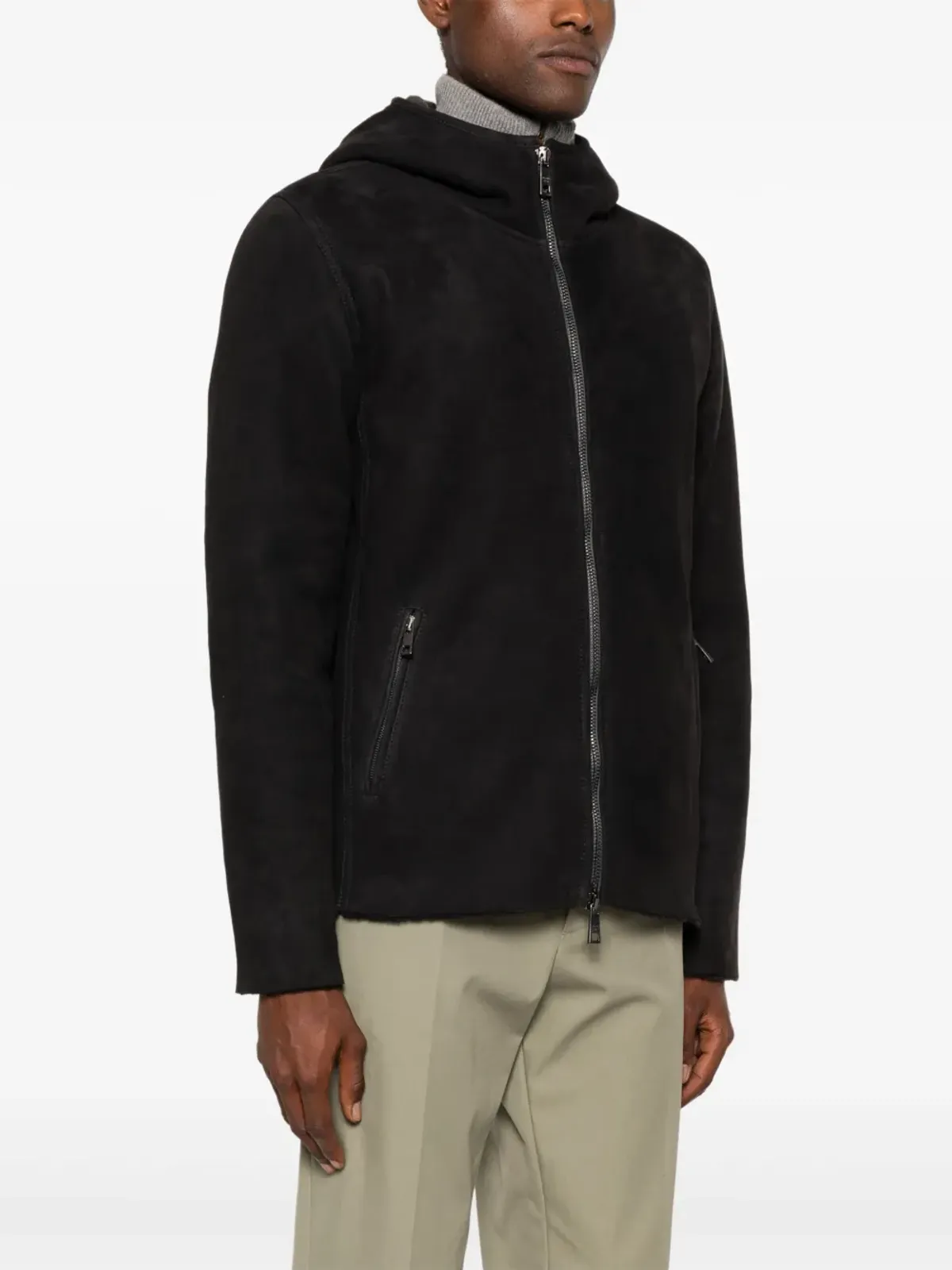Giorgio Brato フ hooded leather jacket ブラック - 画像3