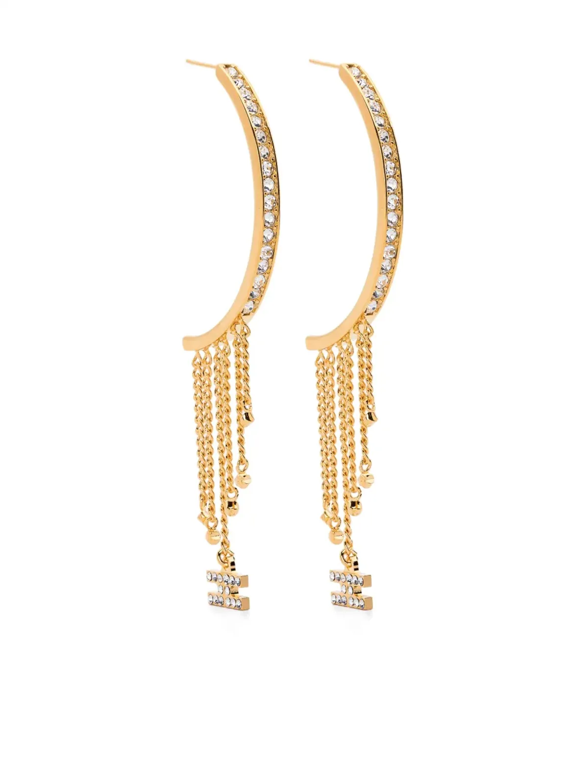 Elisabetta Franchi クリスタル装飾ハーフフープピアス - ゴールド - 画像1