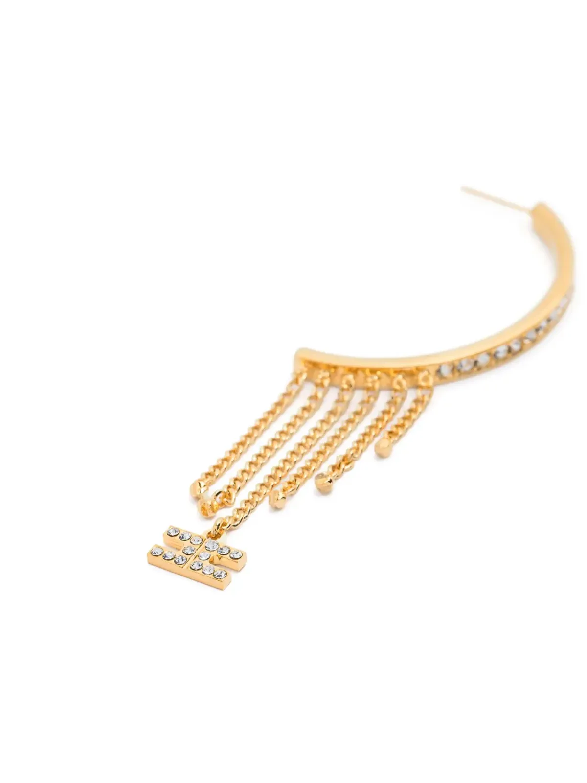 Elisabetta Franchi クリスタル装飾ハーフフープピアス - ゴールド - 画像3
