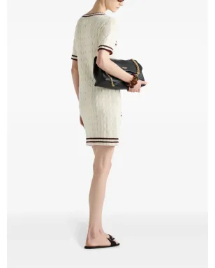 Prada ラウンドネックニットコットンミニドレス - ホワイト - サムネイル3