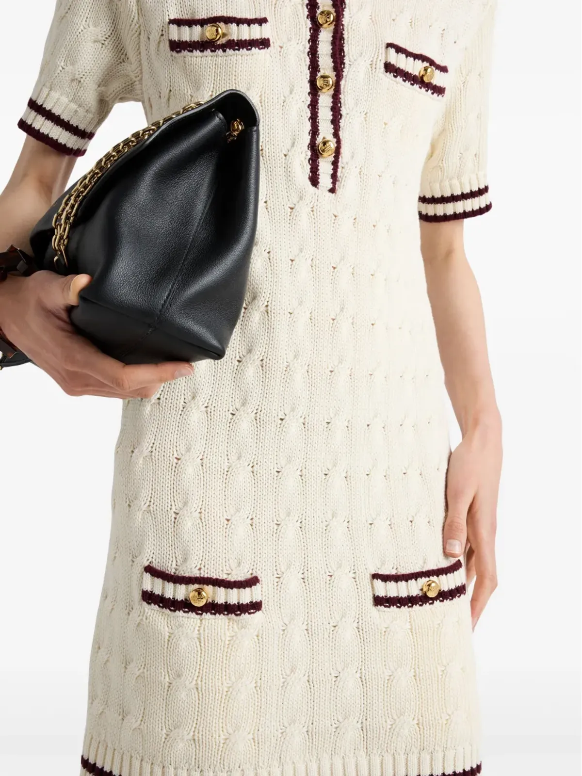 Prada ラウンドネックニットコットンミニドレス - ホワイト - 画像4