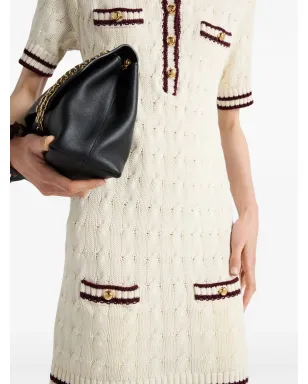 Prada ラウンドネックニットコットンミニドレス - ホワイト - サムネイル4